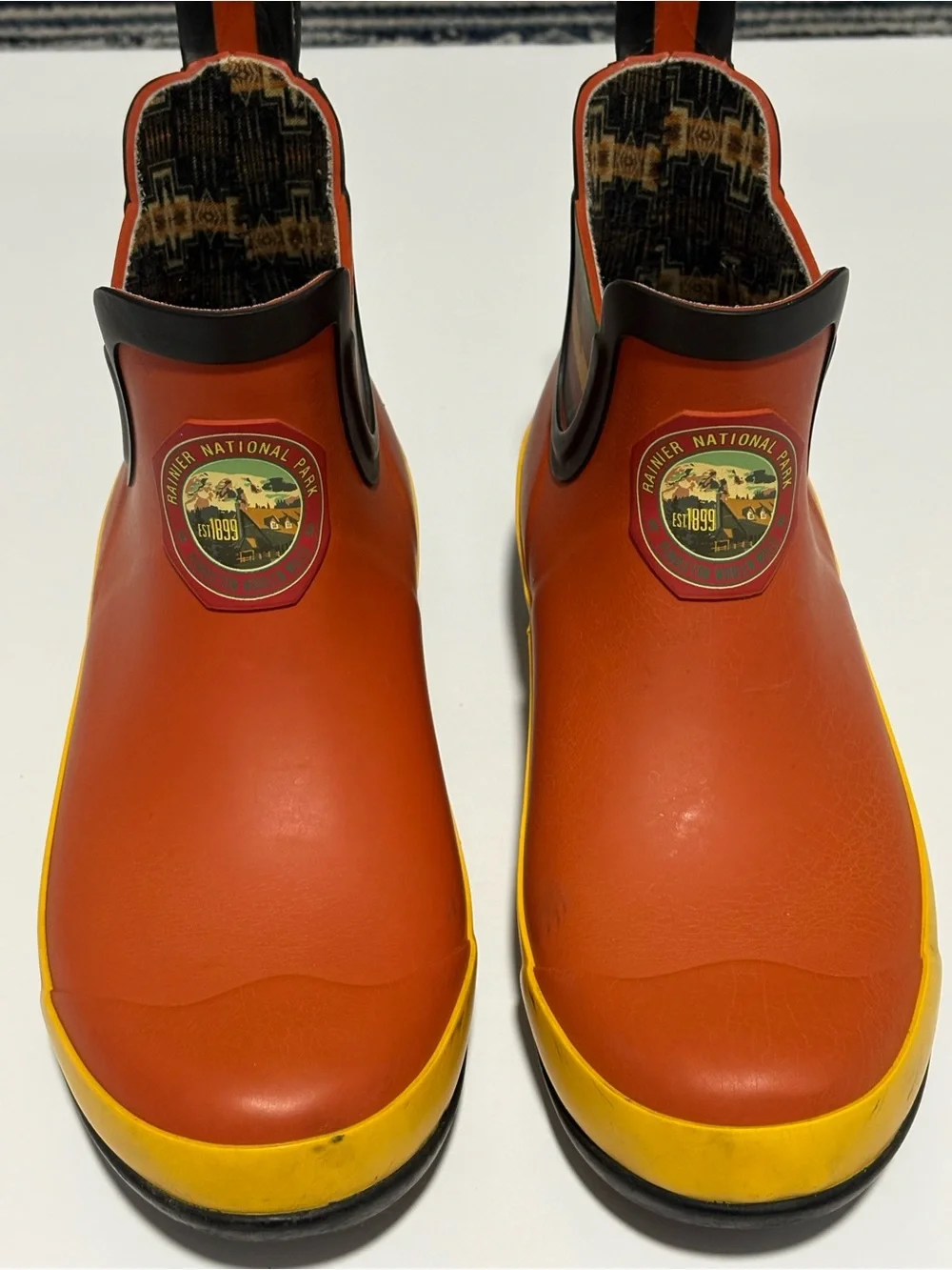 Pendleton Orange and Yellow Short Women's Rubber Boots